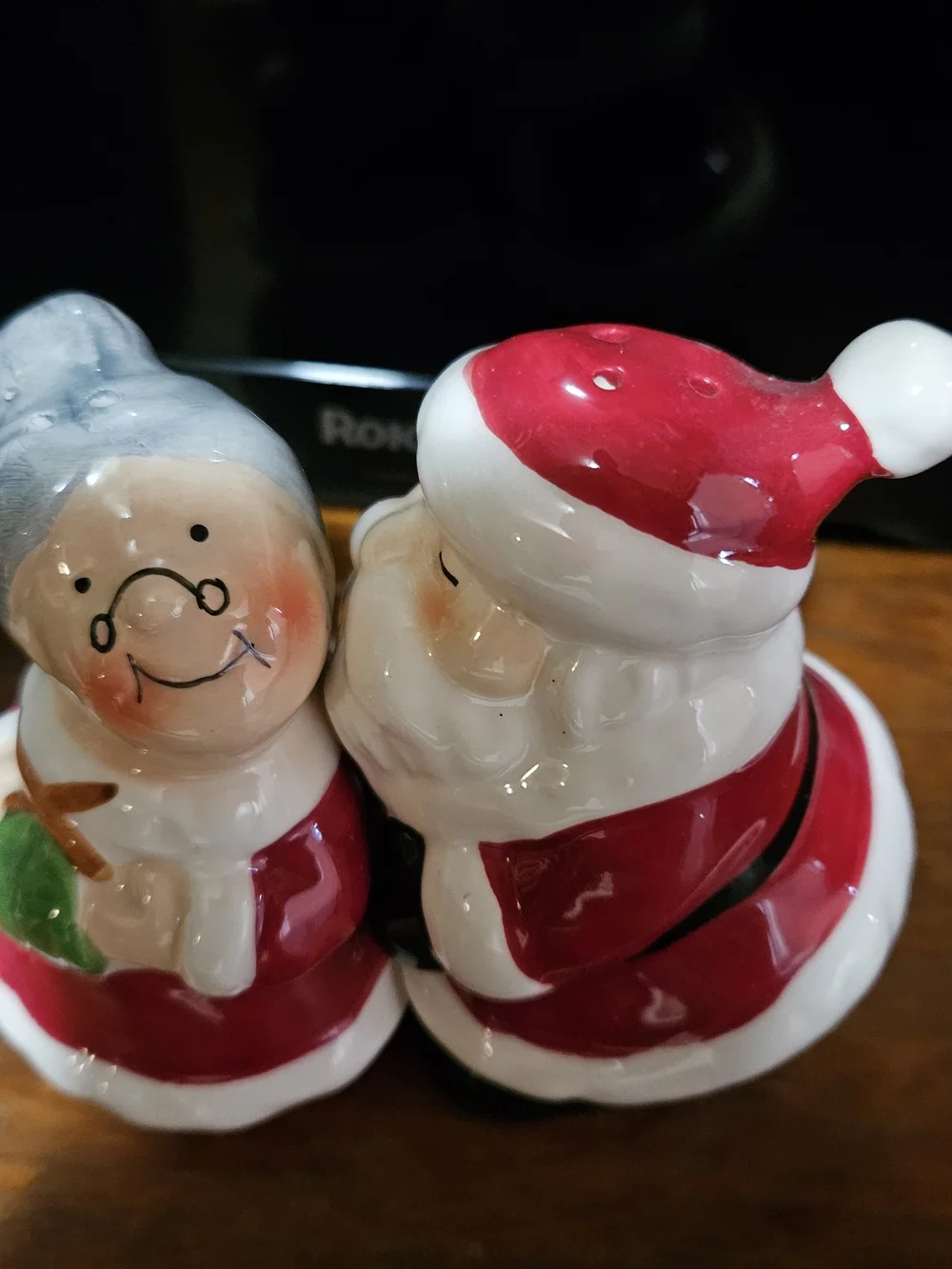 Festive Ceramic Mrs. Claus Salt and Pepper Shakers - Red and White